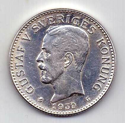 2 кроны 1939 Швеция UNC