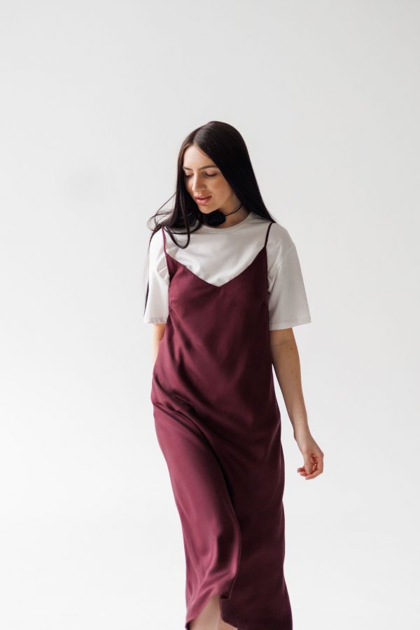 Платье комбинация Finezza из эвкалипта винное