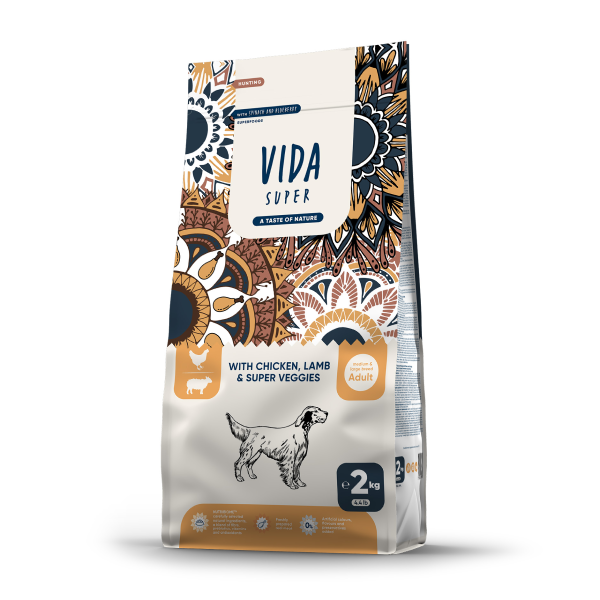 Сухой корм для собак средних и крупных пород Vida Super с курицей ягненком и овощами