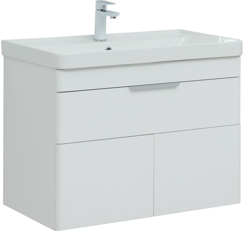 Тумба под раковину Aquanet Ирис new 815 белый глянец (1 ящик, 2 дверцы) 00310150