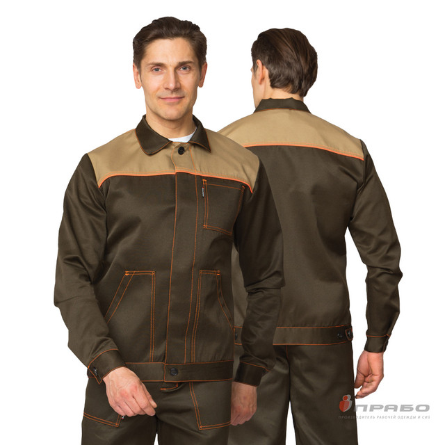 Костюм Молл мужской хаки/тёмно-бежевый (куртка и брюки)(Кос190)