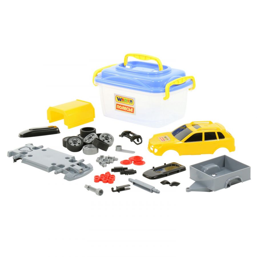 Конструктор "Автомобиль легковой с прицепом" (в контейнере)