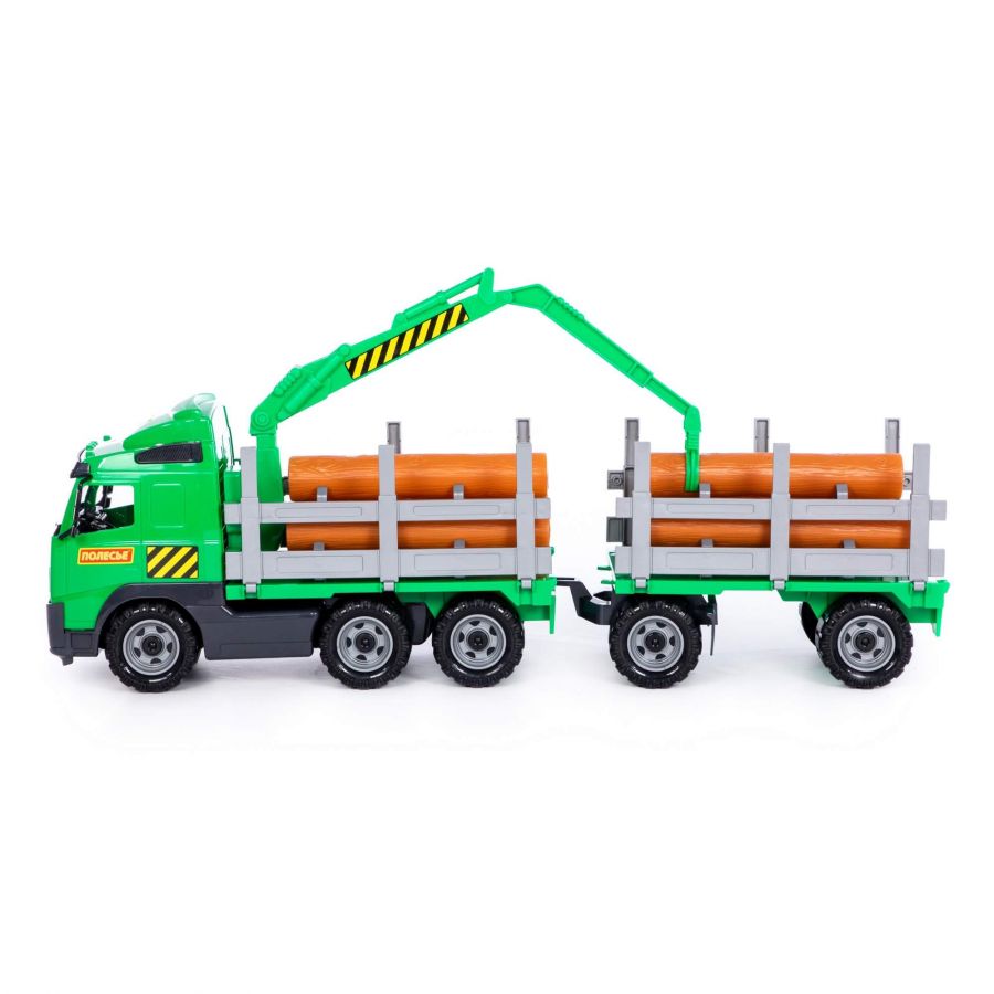 Автомобиль-лесовоз с прицепом (в сеточке)