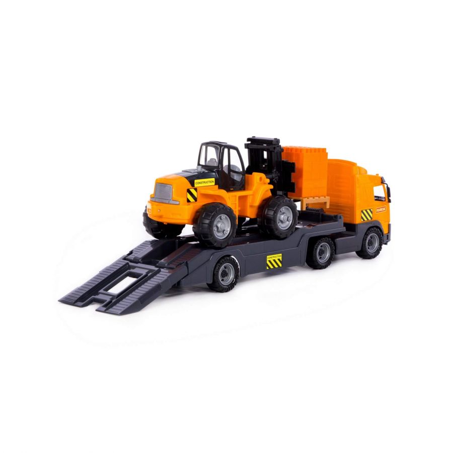 Автомобиль-трейлер + автокар + конструктор "Супер-Микс" - 30 элементов на поддоне (в коробке)