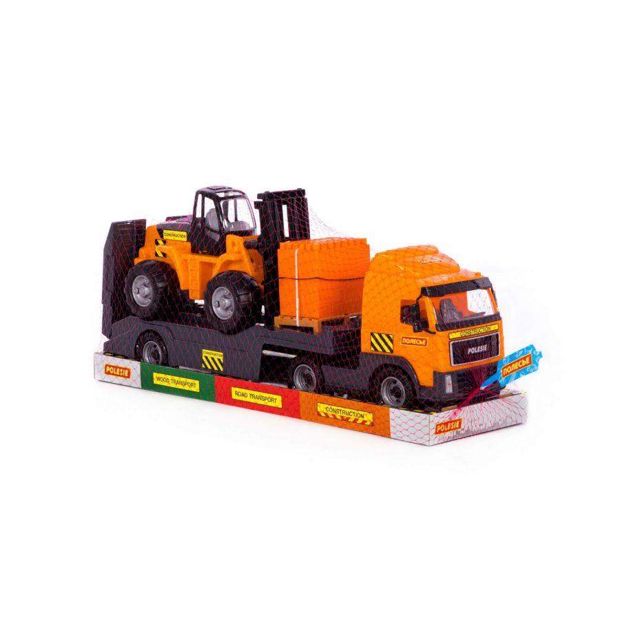 Автомобиль-трейлер + автокар + конструктор "Супер-Микс" - 30 элементов на поддоне (в лотке)