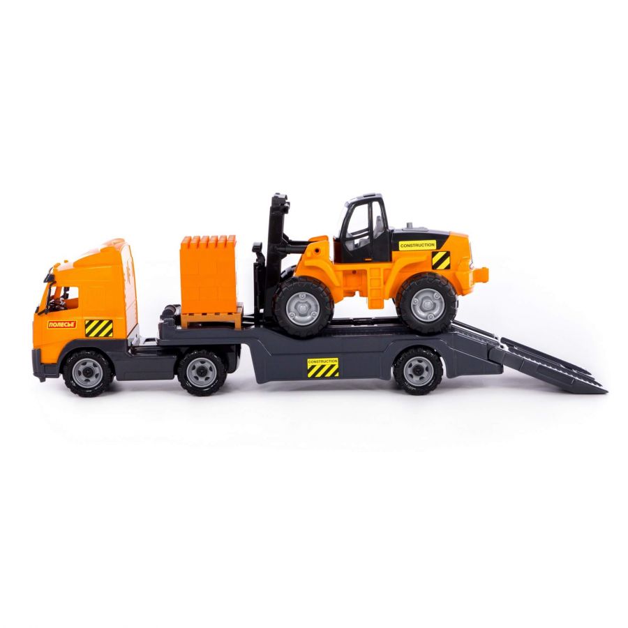 Автомобиль-трейлер + автокар + конструктор "Супер-Микс" - 30 элементов на поддоне (в сеточке)