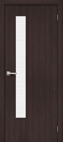 Межкомнатная Дверь с Экошпоном Bravo Браво-9 Wenge Melinga / Wired Glass 12,5  700x2000, 800x2000, 900x2000мм / (полотно)   Браво.