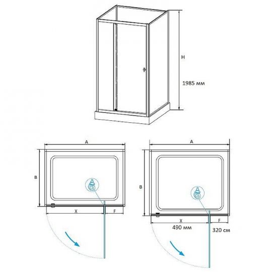 Душевая кабина RGW Andaman AN-207 100х80 411320780-95 без гидромассажа схема 3