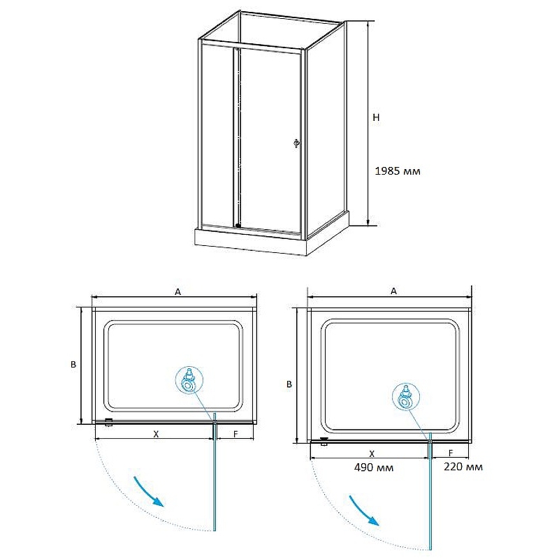 Душевая кабина RGW Andaman AN-207 90х70 411320779-95 без гидромассажа схема 3