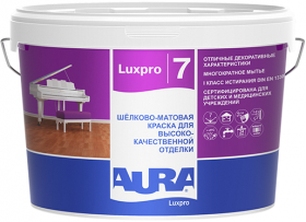 Краска для Стен и Потолков Aura Luxpro 7 9л Моющаяся, Шелково-Матовая для Высококачественной Отделки / Аура Люкспро 7.