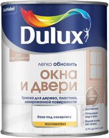 Краска Окна и Двери Dulux 0.75л Белая, Износостойкая, Водная, Полуматовая / Дюлакс Окна и Двери.