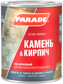 Лак Parade L40 Камень & Кирпич 2.5л Акриловый, Бесцветный, Эластичный с Эффектом Мокрого Камня / Парад L40.