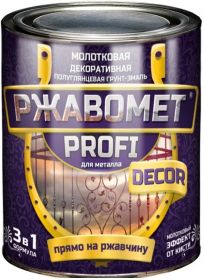 Грунт-Эмаль для Металла 3 в 1 Красковия Ржавомет Profi «Decor» 2.5кг Зеленый, Молотковая, Полуглянцевая для Внутренних и Наружных Работ.