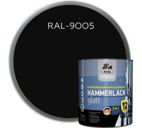 Эмаль на Ржавчину 3-в-1 Dufa Premium Hammerlack 2л RAL 9005 Черная, Гладкая / Дюфа Премиум Хаммерлак.