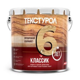 Защита и Декор Древесины Текстурол Классик 3л Калужница, Алкидная, Полуглянцевая для Внутренних и Наружных Работ до 6 Лет.