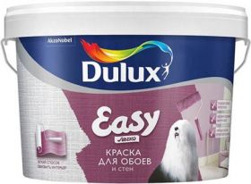 Краска для обоев и стен Dulux Easy 9л Белая, Матовая / Дюлакс.