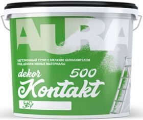 Грунт с Кварцем Aura Dekor Kontakt 500 3.5кг Белый под Структурные, Фактурные, Декоративные Штукатурки / Аура.
