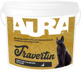 Декоративная Штукатурка Aura Travertin 8кг с Эффектом Известняк, Ракушечник, Песчаник, Гротто, Марморин / Аура Травертин.
