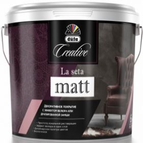 Декоративное Покрытие Dufa Creative La Seta Matt 6кг Серебристый с Эффектом Велюра и Драпированной Замши/ Дюфа Креатив Ла Сета Мат.