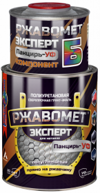 Грунт-Эмаль для Металла Прямо по Ржавчине Красковия Ржавомет Эксперт «Панцирь-УФ» 0.8кг RAL7045 Полиуретановая, Сверхпрочная, Полуглянцевая для Внутренних и Наружных Работ.