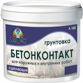 Грунтовка Бетонконтакт Латек Л103 6кг с Кварцевым Наполнителем, Сцепляющий для Наружных и Внутренних Работ / Latek.