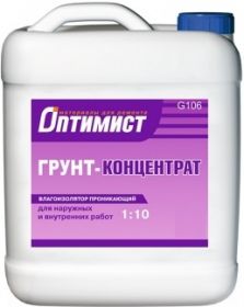 Грунт-Концентрат Влагоизолятор Оптимист G106 10л (1:10) Проникающий для Наружных и Внутренних Работ.