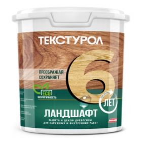 Защита и Декор Древесины Текстурол Ландшафт 0.9л Сосна, Матовая, Алкидно-Акриловая для Внутренних и Наружных Работ.