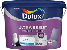Краска Гостиные и Офисы Dulux Ultra Resist 9л для Стен Износостойкая, Белая / Дюлакс.