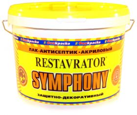 Лак-Антисептик Финкраска Symphony Restavrator 10л Бесцветный, Глянцевый, Универсальный, Акриловый / Симфония Реставратор.