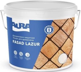Декоративно-Защитная Лазурь для Древесины Aura Fasad Lazur 9л Орех, Защищает от Плесени и Гнили / Аура.