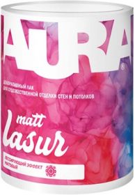 Лак Декоративный Aura Dekor Lasur Matt 1кг Лессирующий, Матовый, Прозрачный / Аура.