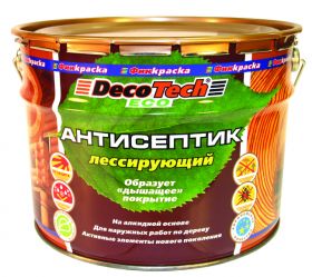 Лессирующий Антисептик Финкраска DecoTech Eco 2.5л Калужница, Алкидный для Обработки Наружных Деревянных Поверхностей / Декотек Эко.