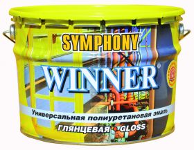 Эмаль Полиуретановая Финкраска Symphony WINNER 1л Белая, Глянцевая, Универсальная, Износоустойчивая для Внутренних и Наружных Работ / Симфония Виннер.