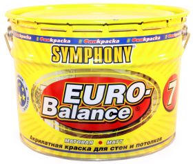 Краска для Стен и Потолков Финкраска Symphony Euro Balance 7 3л Акриловая, Матовая, Белая для Сухих и Влажных Помещений, Металлическая Банка / Симфония Евро Баланс 7.