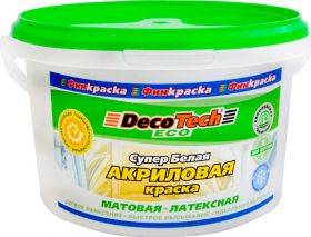 Краска для Стен и Потолков Финкраска DecoTech Eco 14кг Супербелая для Сухих Помещений, Акриловая, Матовая, Латексная / Декотек Эко.