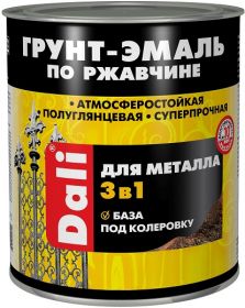 Грунт-Эмаль по Ржавчине 3 в 1 Dali 4.5л База А (Белая) Гладкая, Полуглянцевая для Металлических Поверхностей / Дали