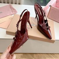 Босоножки MIU MIU PREMIUM на каблуке бордовые