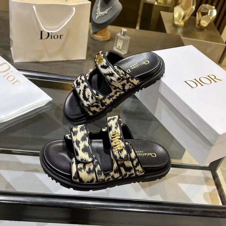 Шлепанцы DIOR леопардовые