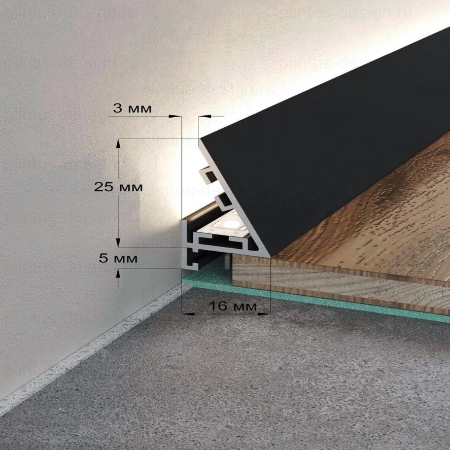 Микроплинтус угловой Light Laconistiq чёрный