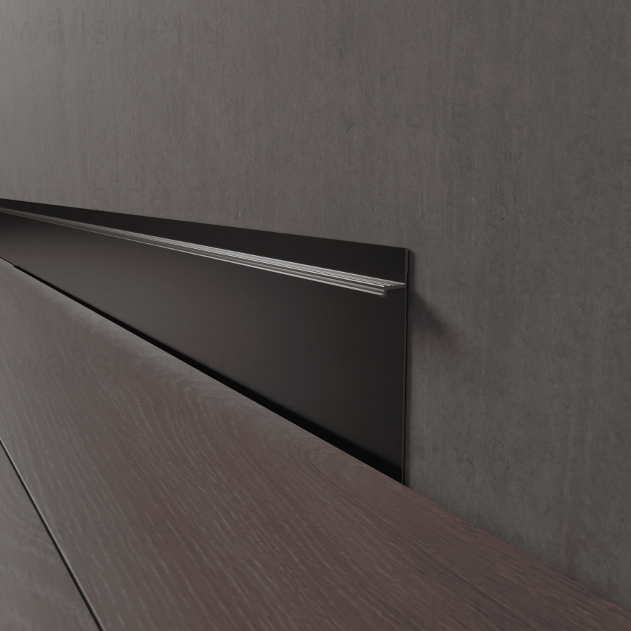 Скрытый плинтус LWD 80 мм чёрный муар