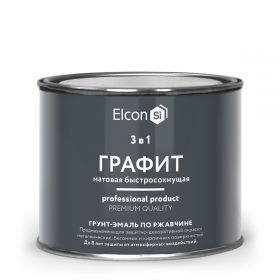 Грунт-Эмаль по Ржавчине Elcon 3 в 1 0.4кг Быстросохнущая, Атмосферостойкая, Графит / Элкон 3 в 1.