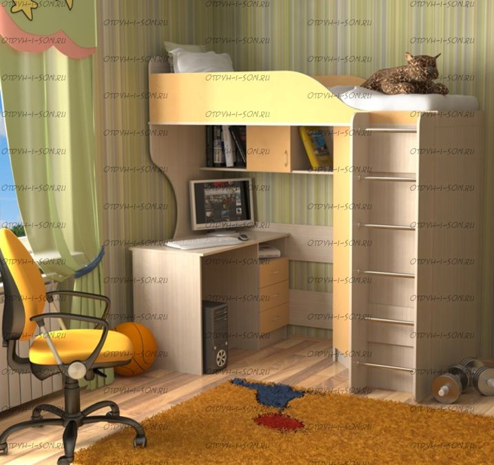 Кровать-чердак Квартет-2, любые цвета