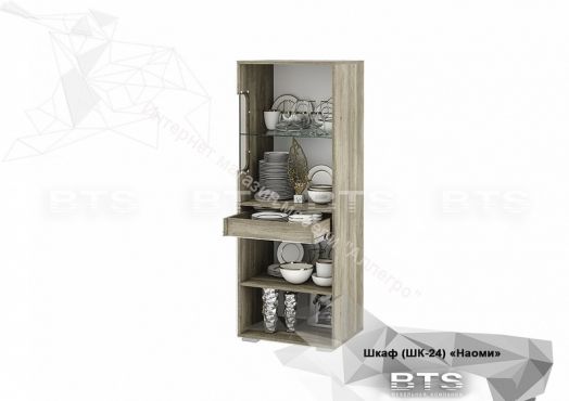 Шкаф со стеклом "Наоми" ШК-24 (Дуб каньон/Белый глянец)
