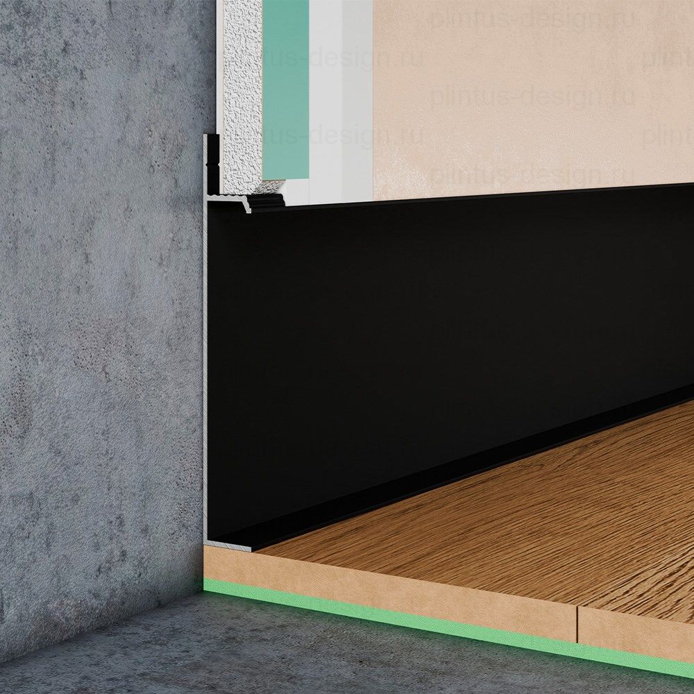 Плинтус скрытого монтажа Pro Design Universal 235 чёрный муар