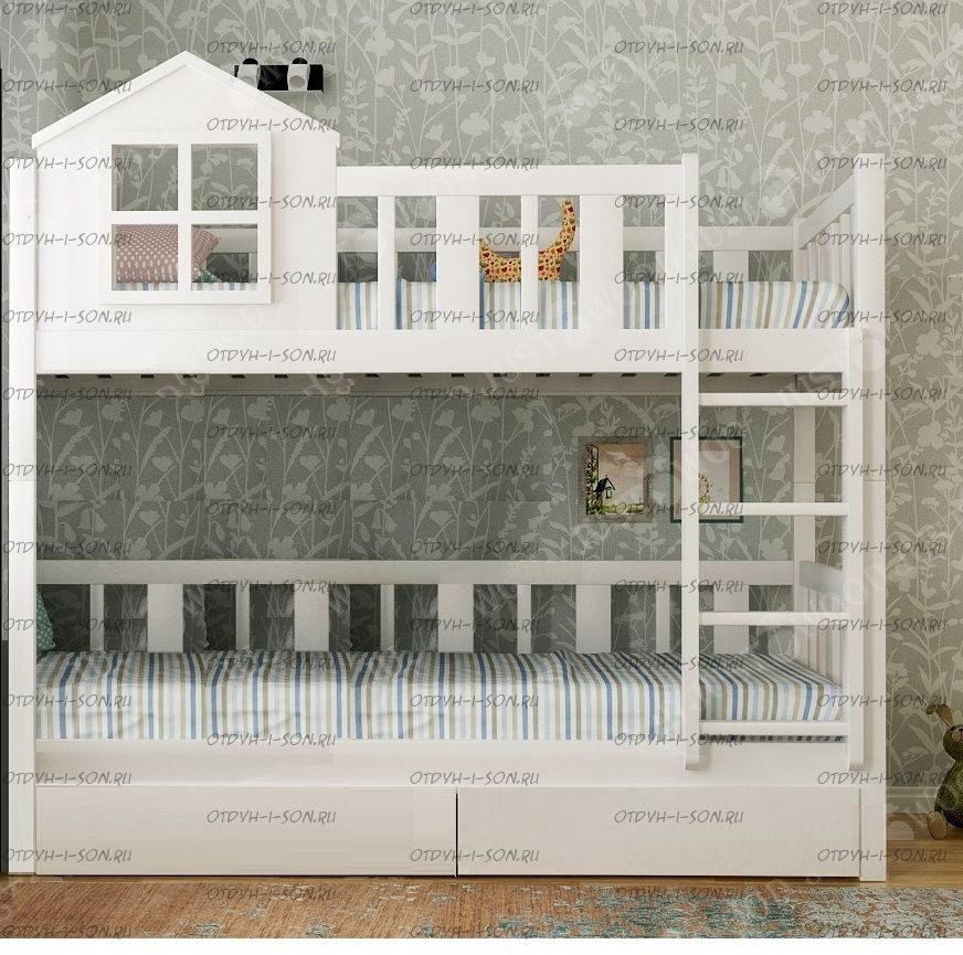 Кровать двухъярусная домик Теремок Fantasy