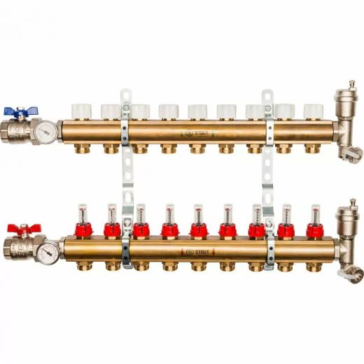Коллекторная группа для теплого пола STOUT 0473 - 9 выходов