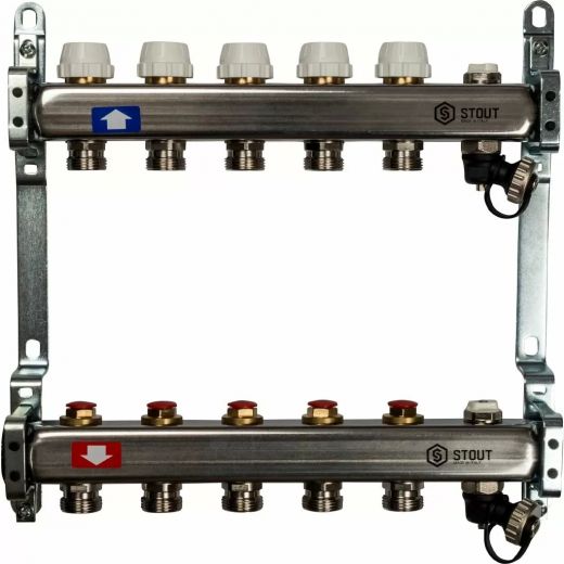 Коллекторная группа для отопления STOUT 0932 - 5 выходов