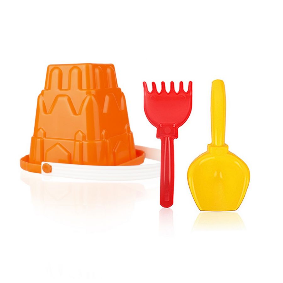 Игра Детский песочный набор «Башня» 3 пр. (ведро «Башня», грабли L15см, совок L16см)