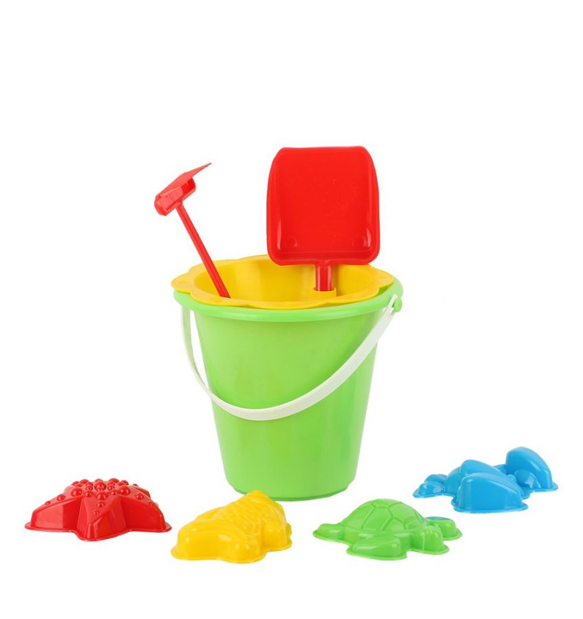 Игра Детский песочный набор 8пр.(ведро,ситечко,совок,грабли,формы д/песка 4шт.)