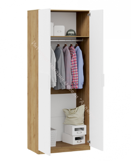 Шкаф для одежды  "Хилтон" 402.006.000 Дуб крафт золотой/Белый матовый